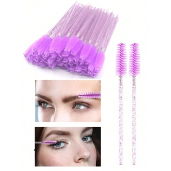 20 pièces/set Jetable Cristal Poignée Violet Brosse À Cils , Sourcils Peigne , Pinceau Pour Lèvres & Pinceau Maquillage Pour Polyvalent Utiliser Noir Vendredi - 22547903