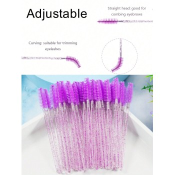 20 pièces/set Jetable Cristal Poignée Violet Brosse À Cils , Sourcils Peigne , Pinceau Pour Lèvres & Pinceau Maquillage Pour Polyvalent Utiliser Noir Vendredi - 22547903