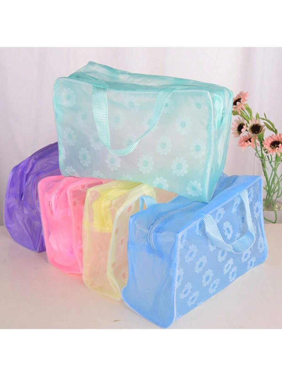 1 pièce Sac cosmétique étanche en PVC imprimé floral créatif pour les articles de toilette et les produits de bain lors des voyages ou pour le rangeme e maquillage,trousse de toilette - 33428453