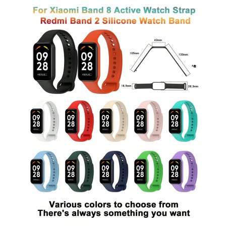 1 pièce Bracelet de montre en silicone compatible pour Xiaomi Band 8 et Redmi Band 2, convient aux hommes et aux femmes - 35762042