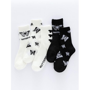 5 paires Chaussettes à motif papillon - 7772427