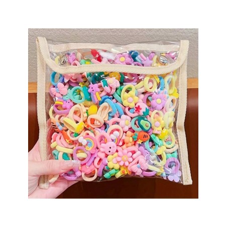 10/30/50pcs [Le sac d'emballage sur la photo est un accessoire de photographie et ne sera pas offert en cadeau] [Style aléatoire] Filles dessin animé arc-en-ciel Bow Flower Fruit Cute Hair Rope Hair Bands - 32547653