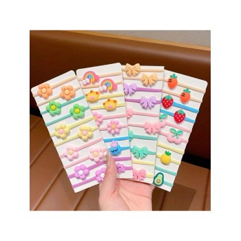 10/30/50pcs [Le sac d'emballage sur la photo est un accessoire de photographie et ne sera pas offert en cadeau] [Style aléatoire] Filles dessin animé arc-en-ciel Bow Flower Fruit Cute Hair Rope Hair Bands - 32547653