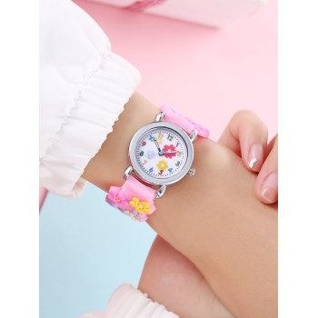 Enfant 1 pièce Montre Quartz Cadran Imprimé Fleur - 13134720