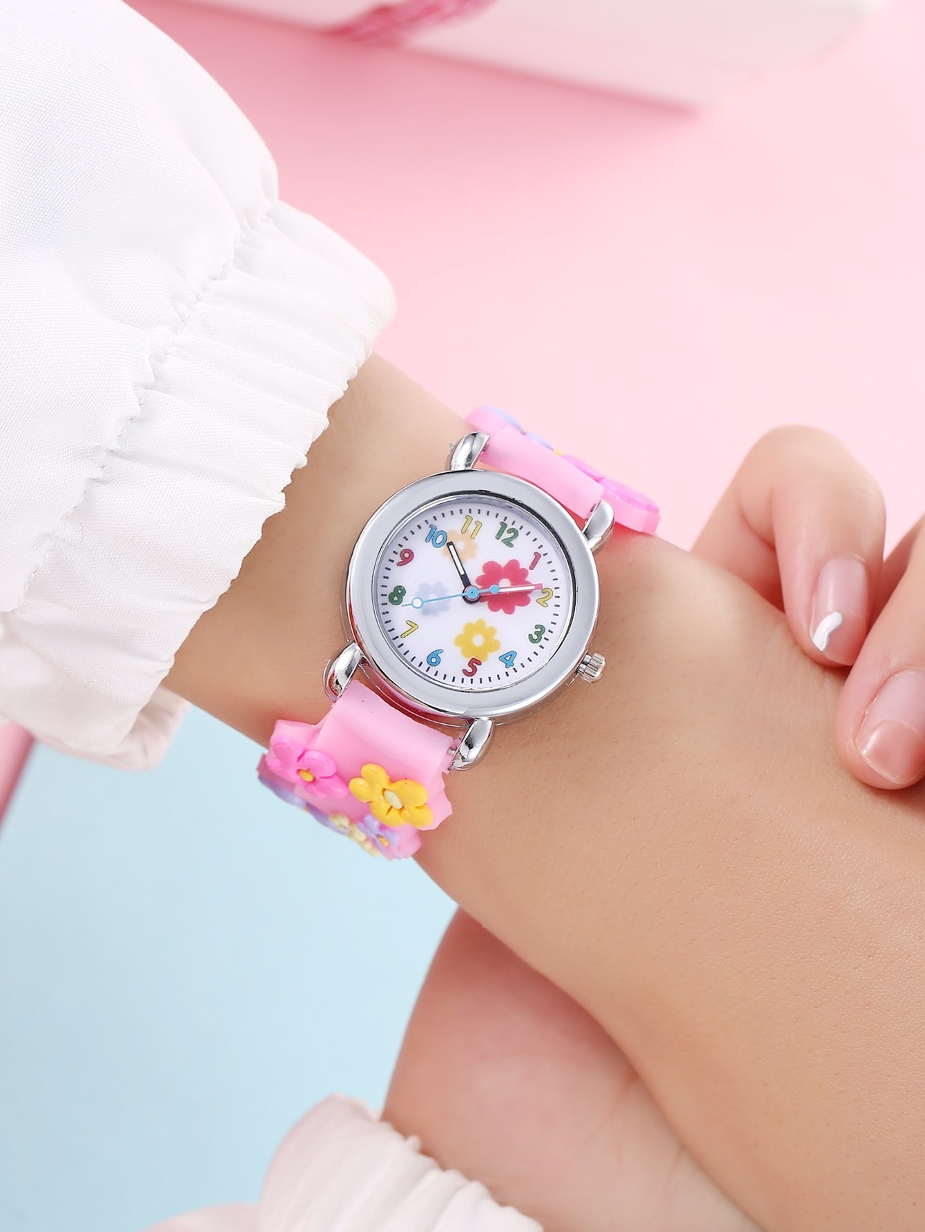 Enfant 1 pièce Montre Quartz Cadran Imprimé Fleur - 13134720