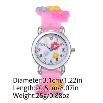 Enfant 1 pièce Montre Quartz Cadran Imprimé Fleur - 13134720