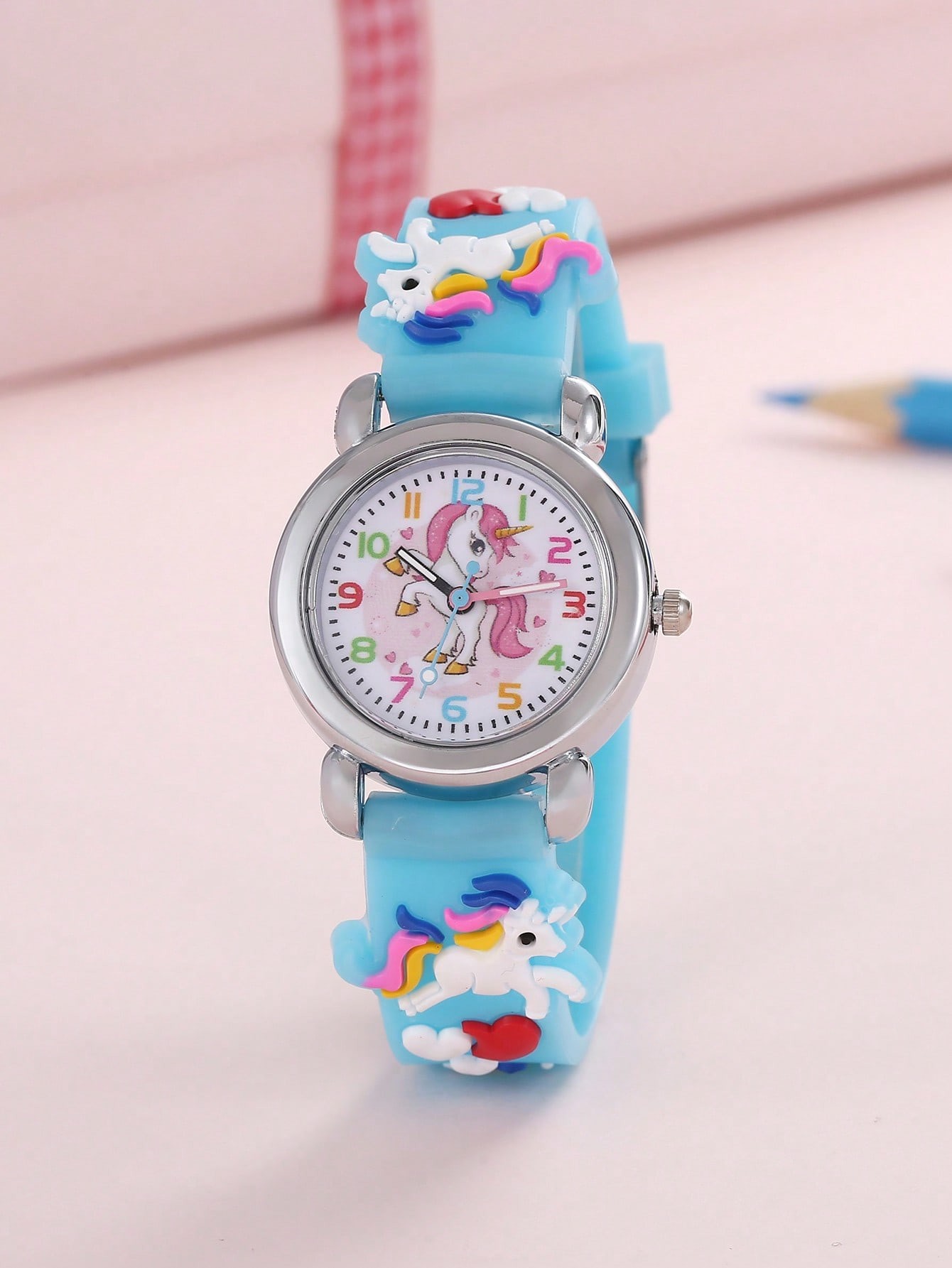 Enfant 1 pièce Montre Quartz Cadran À Détail Licorne En Silicone Sangle À La Mode Rond Pour Décoration Quotidienne - 16544278