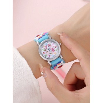 Enfant 1 pièce Montre Quartz Cadran À Détail Licorne En Silicone Sangle À La Mode Rond Pour Décoration Quotidienne - 16544278