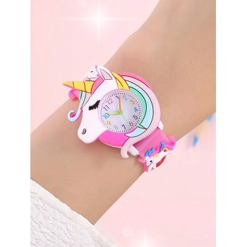 2 Pièces/set Jolie Montre En Silicone De Dessin Animé De Licorne, Cadeau Idéal Pour Les Enfants - 28177980