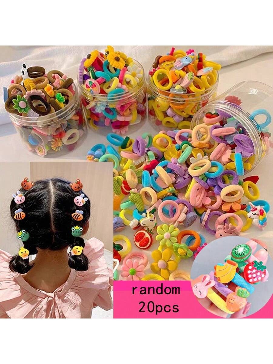 20 Pièces Mignons Élastiques À Cheveux, Convient Pour Les Petites Filles, Avec Animaux De Dessin Animé, Nœuds Et Fleurs, Accessoires Parfaits Pour Une Utilisation Quotidienne En Toutes Saisons - 30938668