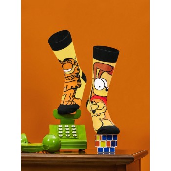 GARFIELD X SHEIN 1 Paire de chaussettes mi-mollet avec motif de dessin animé et blocs de couleur pour femmes - 35235541