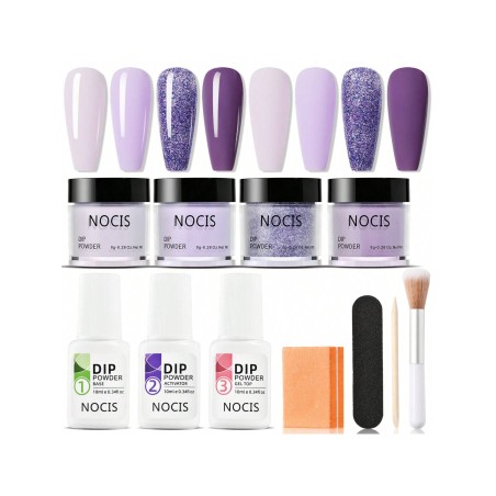 Kit De Poudre De Trempage Pour Ongles Pour Débutants, 4 Couleurs Violet Clair, Kit De Démarrage De Poudre De Trempage Pour Ongles Avec Activateur De C  Débutants - 26061522