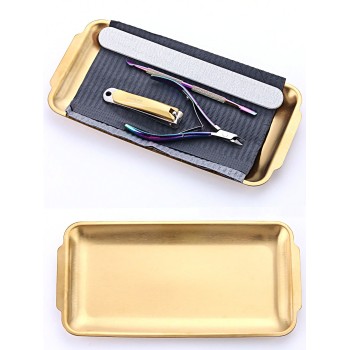 1 paquet Plateau de stérilisation carré en acier inoxydable doré miroir métallique couleur adapté pour ranger des outils de tatouage et des accessoires d'outils de manucure ou un plateau de rangement de table domestique. - 33730919