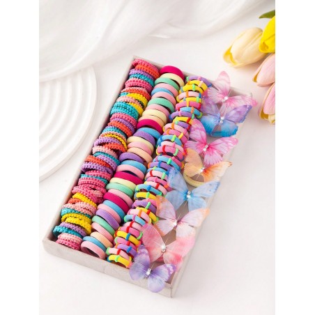 234 pièces Ensemble d'accessoires pour cheveux élastiques, nœuds et clips de base multicolores et mignons avec papillons de princesse, adapté pour une utilisation quotidienne - 36257378