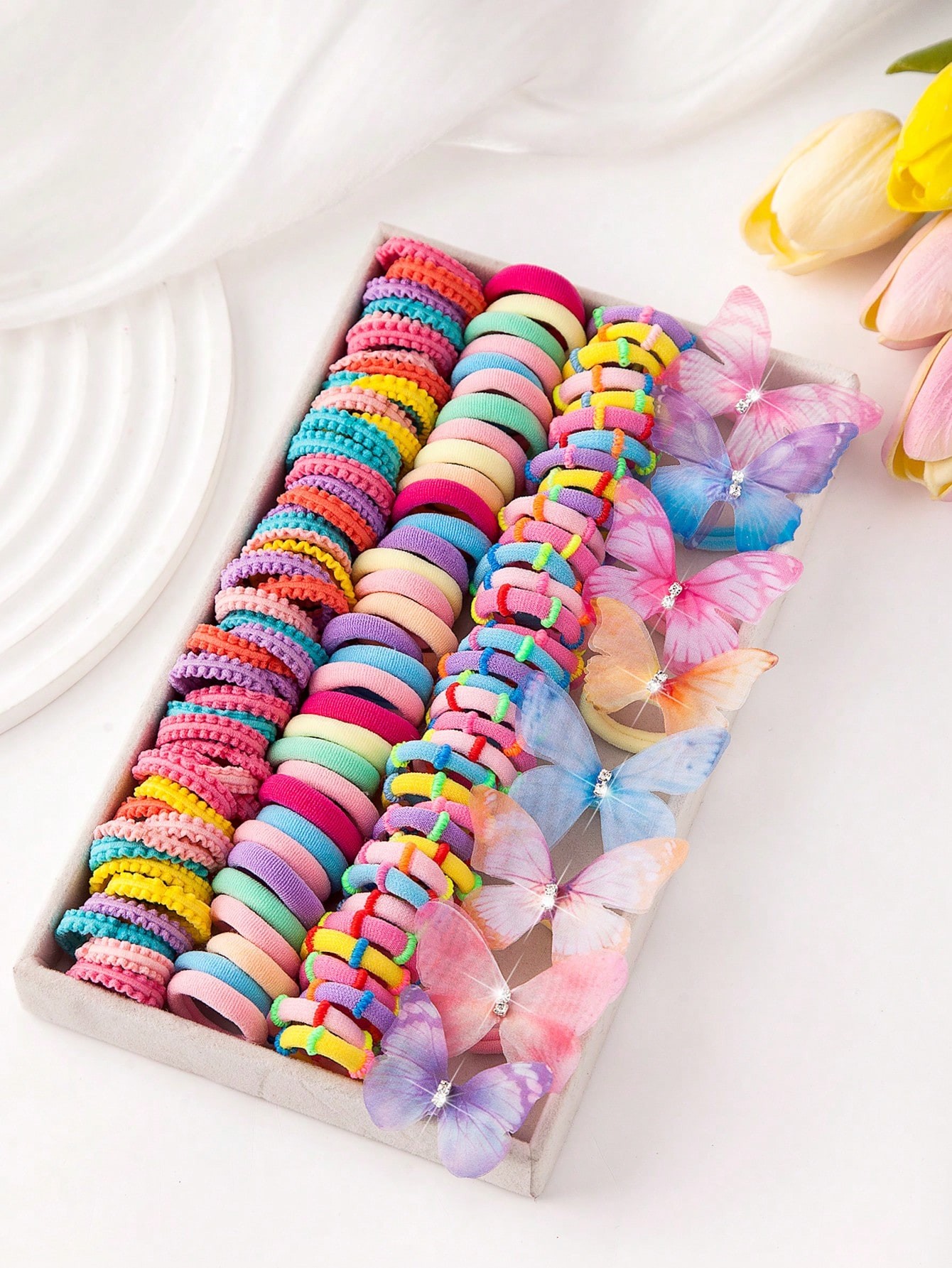 234 pièces Ensemble d'accessoires pour cheveux élastiques, nœuds et clips de base multicolores et mignons avec papillons de princesse, adapté pour une utilisation quotidienne - 36257378