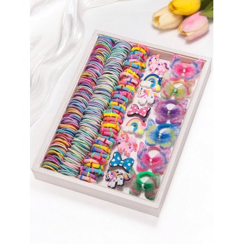 234 pièces Ensemble d'accessoires pour cheveux élastiques, nœuds et clips de base multicolores et mignons avec papillons de princesse, adapté pour une utilisation quotidienne - 36257378