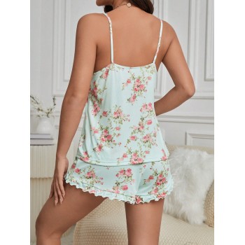 Ensemble Pyjama Caraco Et Short À Motifs Floraux Pour Femmes - 26497414