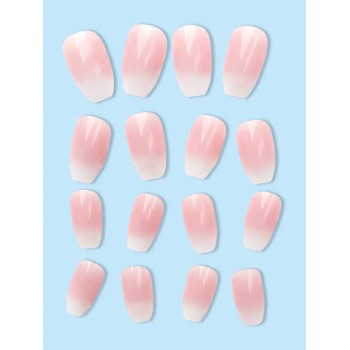 24 pièces French longs, faux ongles pour femmes, style Y2K rose dégradé, mignon, élégant, doux, luxueux et frais. Kit d'art d'ongle portable avec auto des rencontres et un usage quotidien, avec 24 onglets de colle transparente et une lime à ongles - 28878859