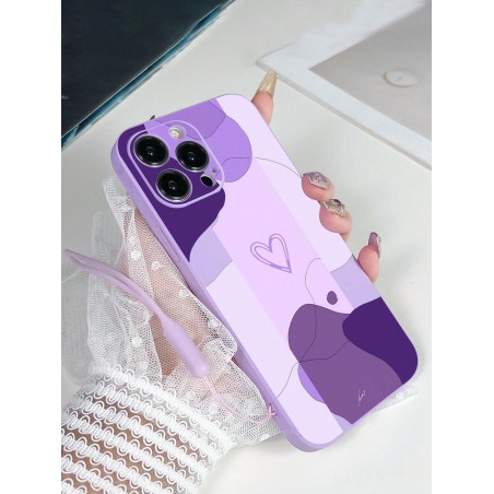 1 pièce Étui de téléphone anti-chute en forme de cœur en TPU violet et 1 pièce de cordon en TPU violet compatible avec l'étui iPhone/étui assorti/étui msung A52/étui Samsung A31 4G/étui Samsung A23/étui Redmi Note 8 Pro/étui Redmi Note 11 Pro 4G/étui Redmi Note 12 4G/étui OPPO A54 - 35390136