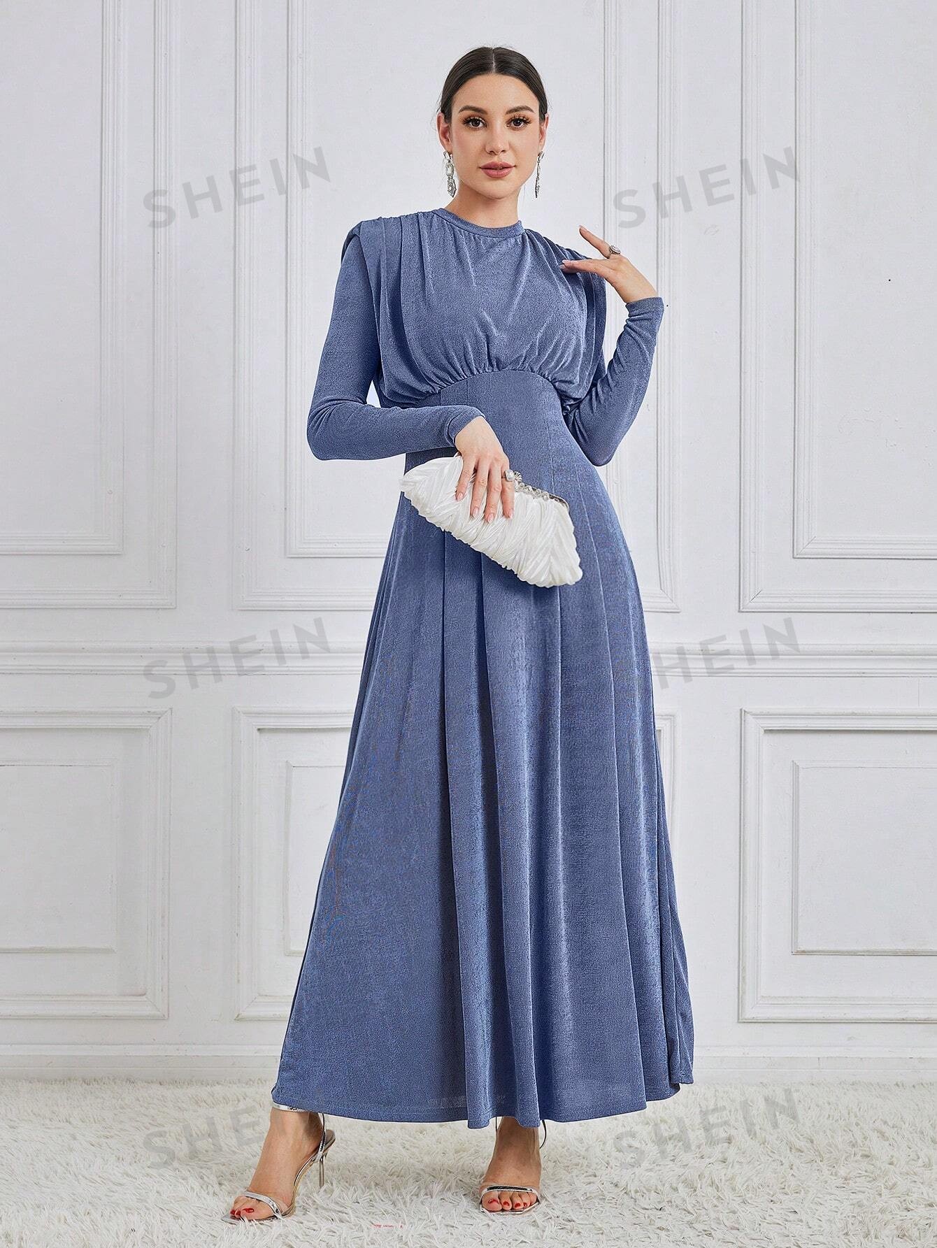 SHEIN Modely Robe À Manches Longues De Couleur Unie Pour Femme - 28940749