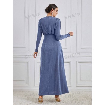 SHEIN Modely Robe À Manches Longues De Couleur Unie Pour Femme - 28940749