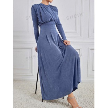 SHEIN Modely Robe À Manches Longues De Couleur Unie Pour Femme - 28940749