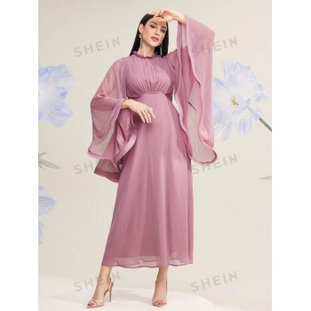 SHEIN Modely Robe Arabe À Col Montant Et Manches Évasées Pour Femmes - 27233450