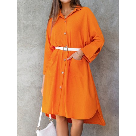 SHEIN Robe Chemise Unicolore À Bouton (Sans Ceinture) - 25490044