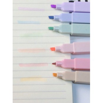 6 Pièces/set Marqueur Fluorescent Kawaii De Stylo De Couleur Légère Avec Pointe Douce, Papeterie Étudiante Pour Album Photo Et Journal Diy - 31417580