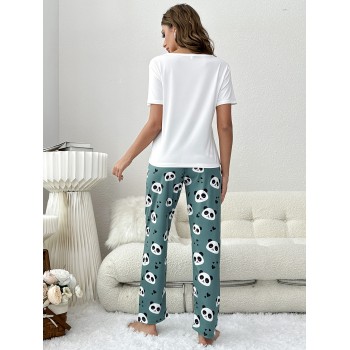 Ensemble Pyjama Pantalon & T-Shirt Panda Et Slogan - 12717600