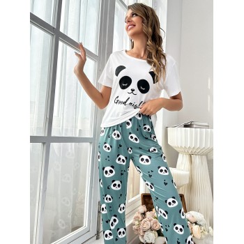 Ensemble Pyjama Pantalon & T-Shirt Panda Et Slogan - 12717600