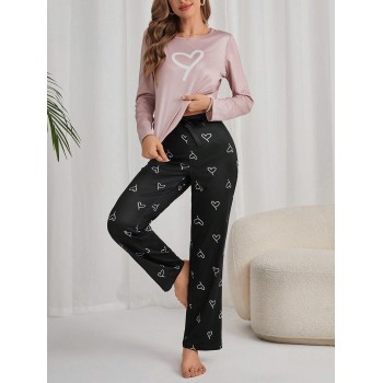 Ensemble Pyjama Pantalon & T-Shirt Imprimé Cœur - 24109676