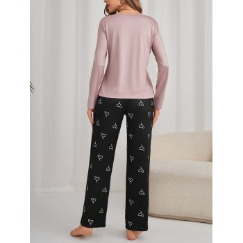 Ensemble Pyjama Pantalon & T-Shirt Imprimé Cœur - 24109676