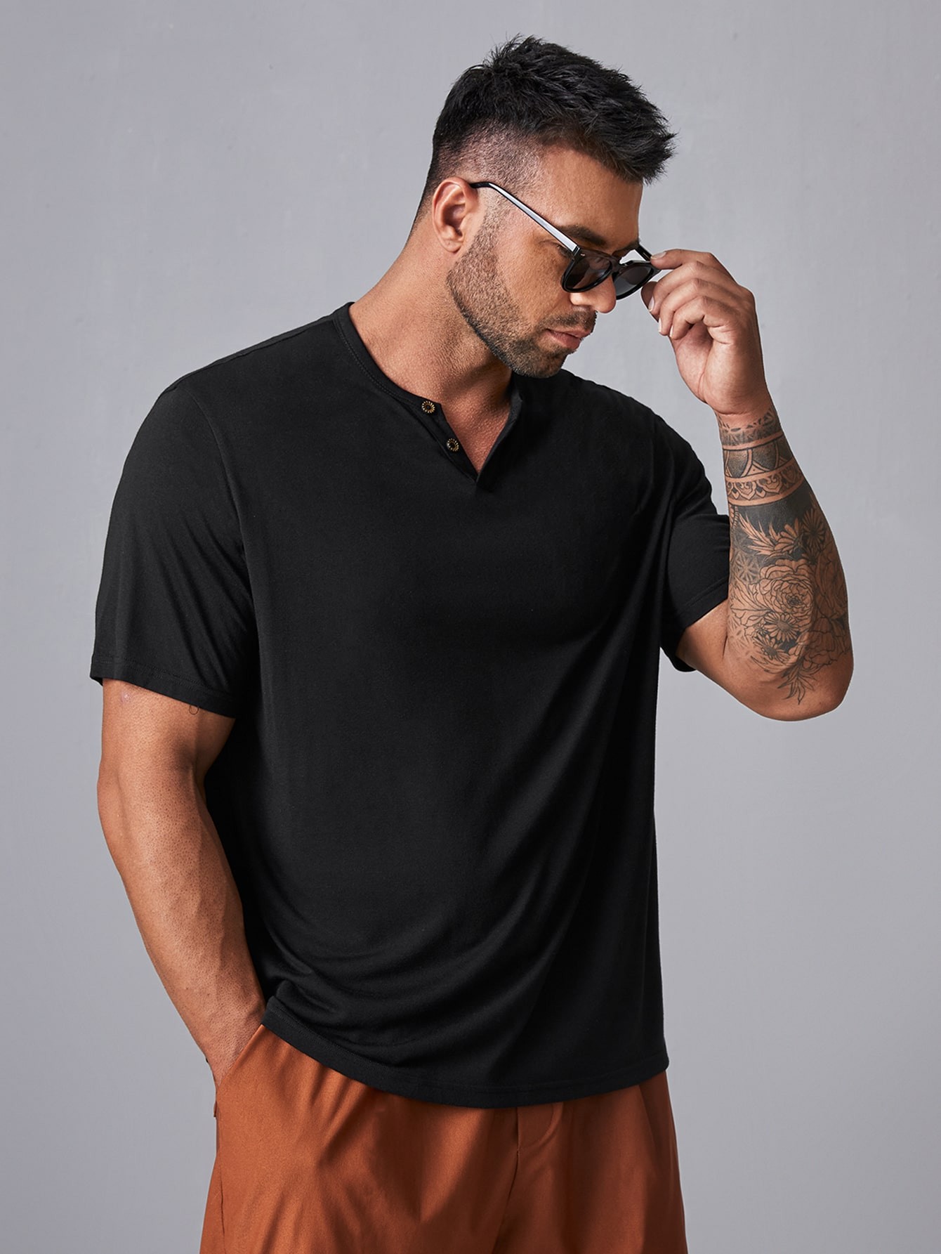 Manfinity Homme Homme T-shirt unicolore - 7602872