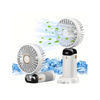 Ventilateur portatif à main avec écran d'affichage LED rechargeable via USB, base ajustable à 90°, pour une utilisation en intérieur et en extérieur - amping, climatiseur, climatiseur portatif, refroidisseur, aire acondicionado. - 34232480