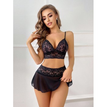 Classic Sexy Ensemble De Lingerie En Dentelle En Tulle - 15486692