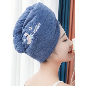 Casquette de séchage de cheveux en tissu éponge de corail épaissie avec broderie de dessin animé pour femmes, bonnet de douche, chapeau triangle absorbant l'eau et serviette de séchage de cheveux absorbant l'eau - 33170899