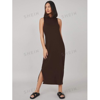 SHEIN BASICS Robe unicolore fendu - 9713356