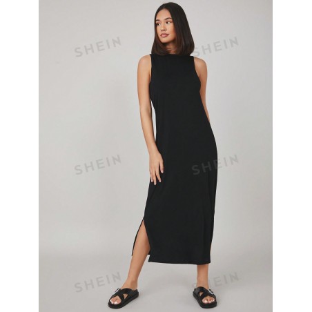 SHEIN BASICS Robe unicolore à ourlet fendu - 1977387