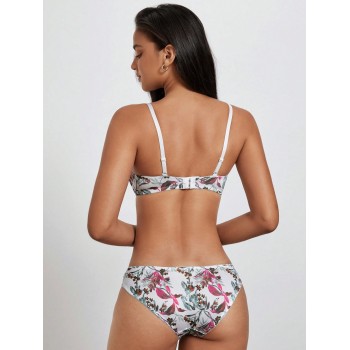 SHEIN DesireSculpt Ensemble de lingerie avec soutien-gorge à armatures et culotte imprimée feuille - 848710