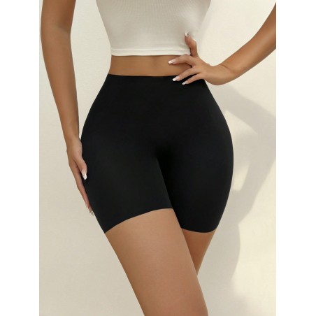 Pantalon De Sécurité En Soie Glacée Haute Taille Coupe Carrée Sans Couture Pour Femmes, Leggings Anti-frottements Et De Contrôle De Ventre - 25364585