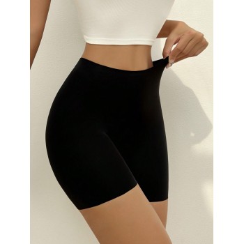 Pantalon De Sécurité En Soie Glacée Haute Taille Coupe Carrée Sans Couture Pour Femmes, Leggings Anti-frottements Et De Contrôle De Ventre - 25364585