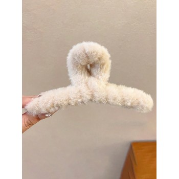 ensemble de 4 clips pour cheveux en forme de lapin en peluche de tons marron, de grande taille pour un chignon de cheveux mignon - 27239008