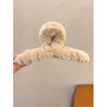 ensemble de 4 clips pour cheveux en forme de lapin en peluche de tons marron, de grande taille pour un chignon de cheveux mignon - 27239008