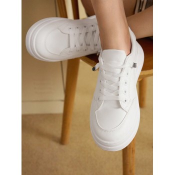 CUCCOO EASI Femme Basket blanche décontractée à lacets confortable et à la mode, minimaliste, chaussure d'été pour les vacances d'été, chaussures de sport en solde, chaussures décontractées - 21678700