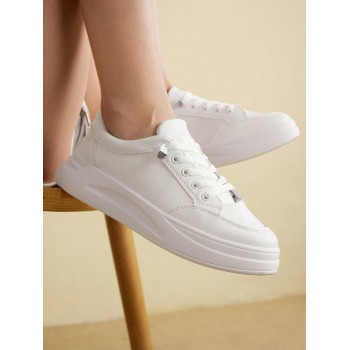 CUCCOO EASI Femme Basket blanche décontractée à lacets confortable et à la mode, minimaliste, chaussure d'été pour les vacances d'été, chaussures de sport en solde, chaussures décontractées - 21678700