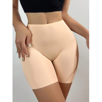 Culotte haute pour femme sans couture et unie, culotte de sécurité pour femme avec abdomen anti-vidage et soulèvement des fesses - 33850310