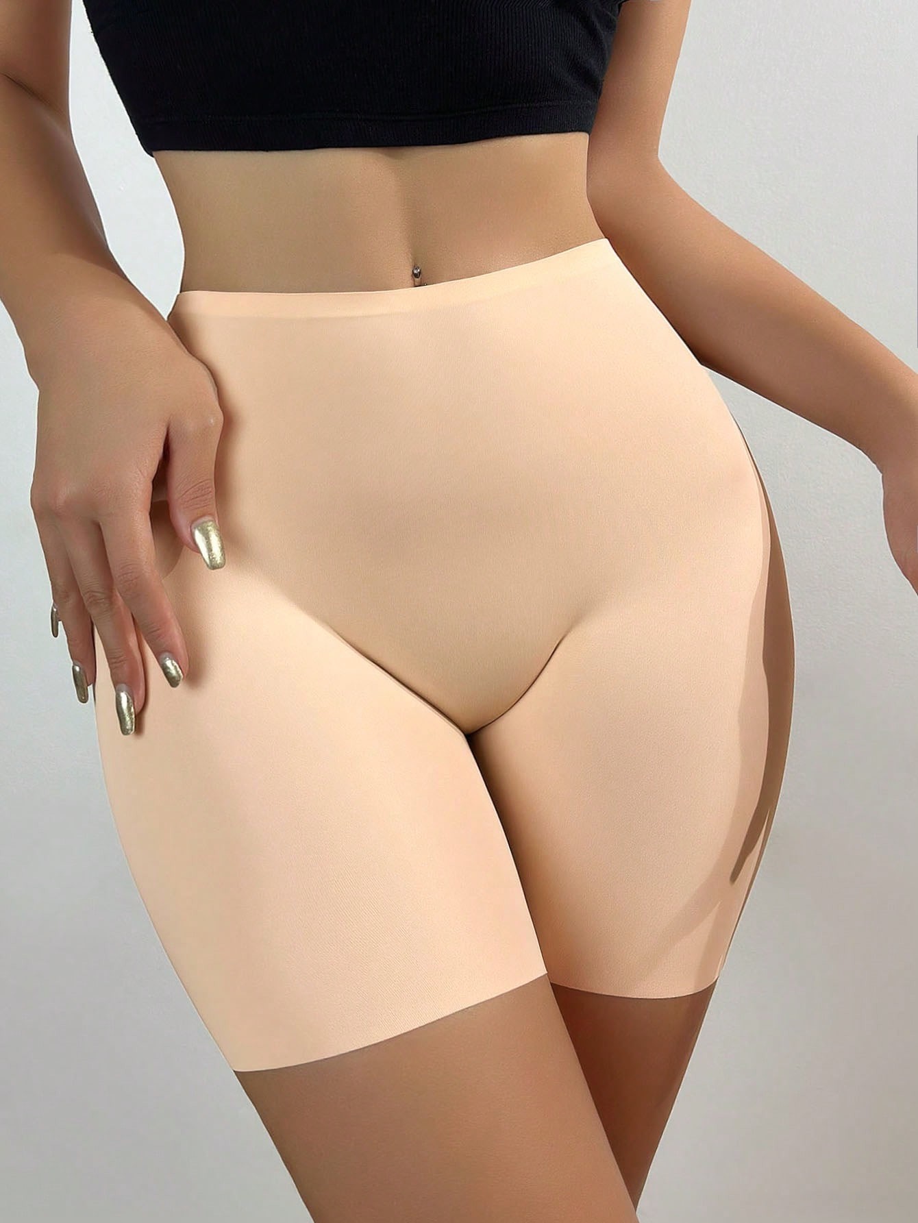 Culotte haute pour femme sans couture et unie, culotte de sécurité pour femme avec abdomen anti-vidage et soulèvement des fesses - 33850310