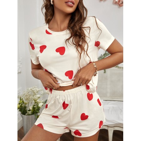 Ensemble de pyjama short & t-shirt à imprimé cœur - 7722862