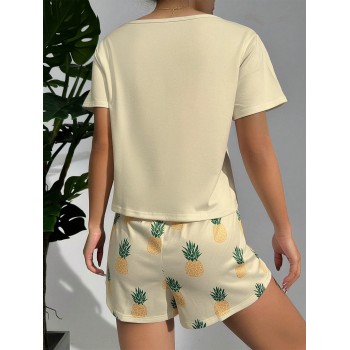 Ensemble Pyjama Short & T-Shirt Imprimé Ananas - 22490228